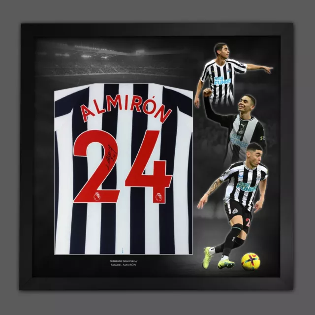 Miguel Almiron Signed Newcastle Football Shirt Framed In A Picture Mount Display