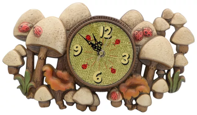 Vintage Burwood New Haven MCM Cottagecore Mushroom Wall Clock - Tested