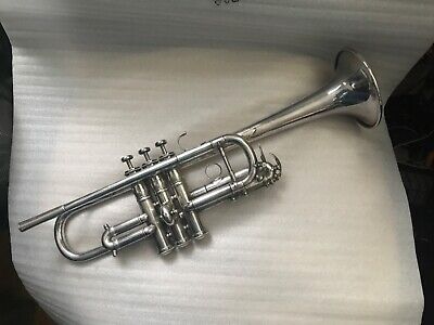 $Ale Very Rare Vintage French Besson C Trumpet Large Bore Silver Plated