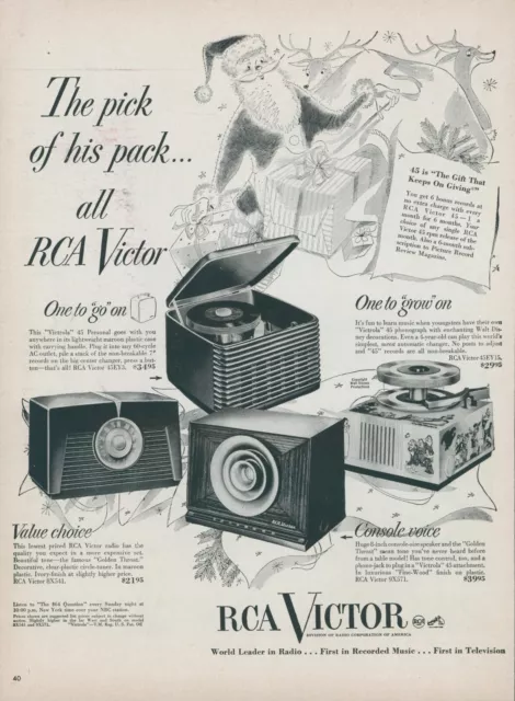 1950 RCA Victor Record Player Walt Disney Santa Claus Radio Vtg Print Ad L12