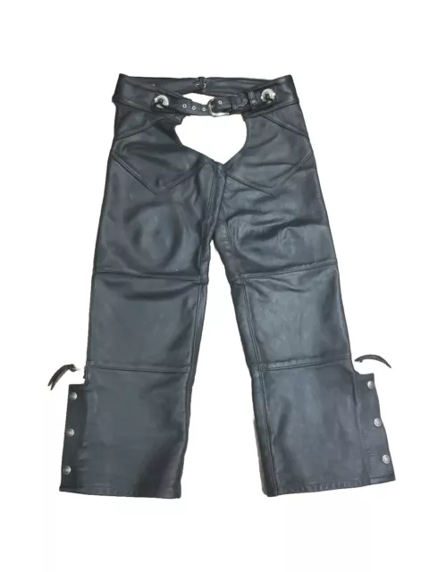 HARLEY-DAVIDSON WOMENS BLACK Leather Motorcycle Chaps Riding Gear SZ ...