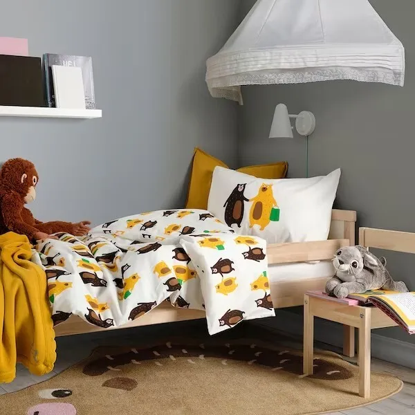 IKEA BRUMMIG DUVET cover and pillowcase(s), bear pattern yellow/brown, Twin  $41.99 - PicClick