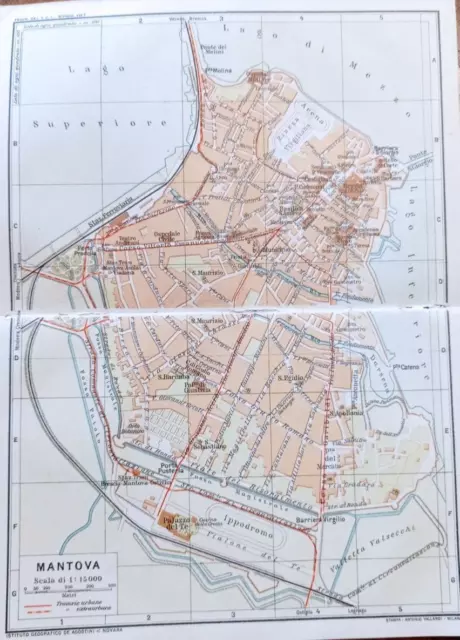 stampa antica mappa CARTA TOPOGRAFICA PIANTA MANTOVA LOMBARDIA 1914