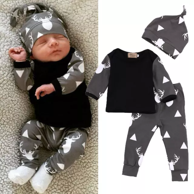 Camicia neonato bambino top + pantaloni + cappello 3 pz abbigliamento 0-24 mesi