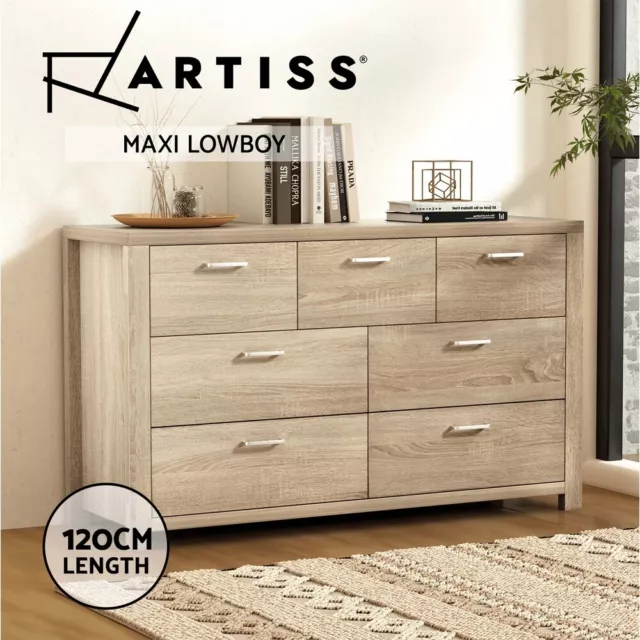 Artiss 7 Chest of Drawers Dresser Tallboy Storage Cabinet Bedroom Pine MAXI