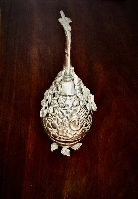 ~ Ornate Egyptian 900 Silver Hand Chased Oil Dispenser Applied Bird Post 1946