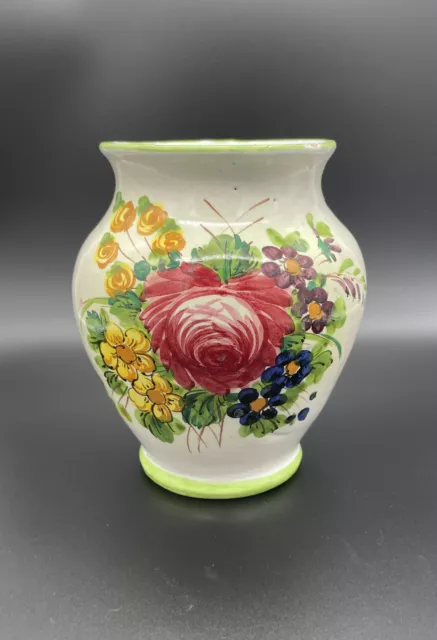 Vintage Hand Painted Majolica Art Pottery COMO VANRO #3067 Vase Made in Italy