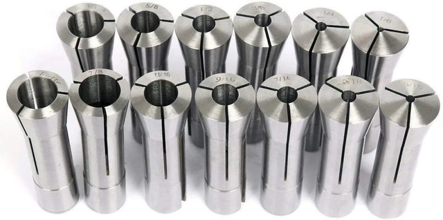 8MILELAKE 13pcs 1/8-7/8 inches Precision R8 Collets Set Mill Chuck Holder Kit