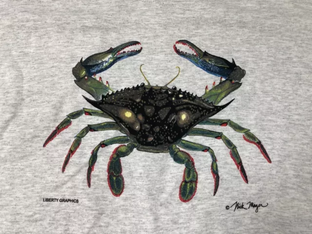 Vintage Blue Crab T-shirt Size Medium New England Outdoor Sea Life Ocean