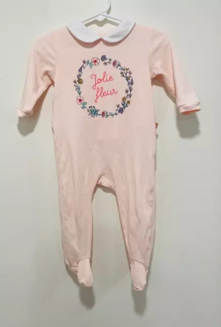 Carrement Beau NWOT Baby Girl Pink 100% Cotton Footie W/ White Collar Size 9M