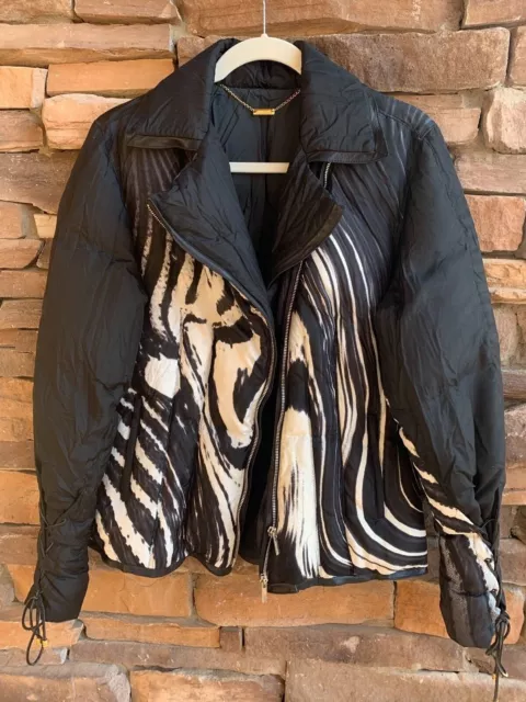 "ROBERTO CAVALLI" Beautiful Zebra Design, Silk Puffer Women's Jacket, M