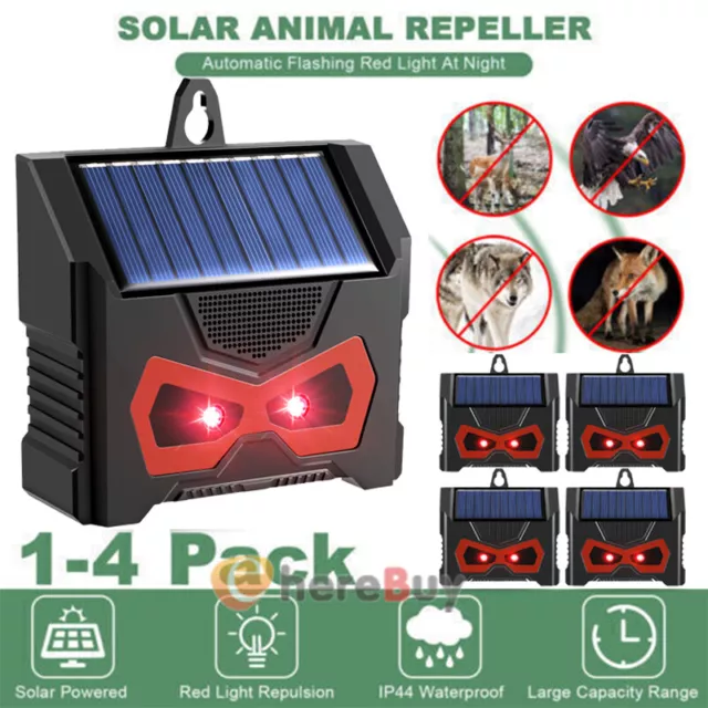 4 X Ultrasonic Solar Cat Dog Repellent Fox Pest Scarer Deterrent Repeller Garden