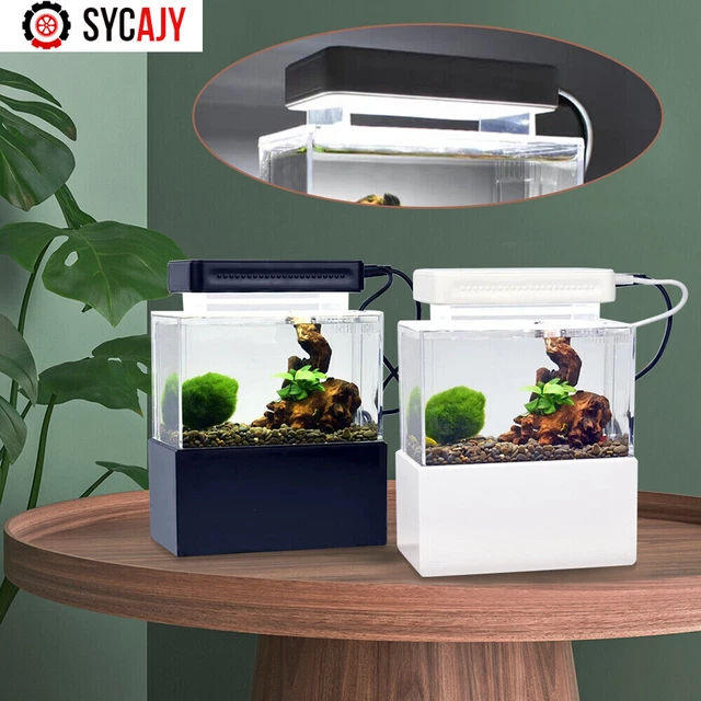Mini Fish Tank Desktop Acrylic Aquarium Tank Bowl for Goldfish Betta Small Fish