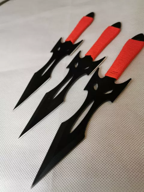 Naruto 9in Kunai Set of 3 Red Ninja Throwing Knives Uzumaki Shippuden Anime  Red