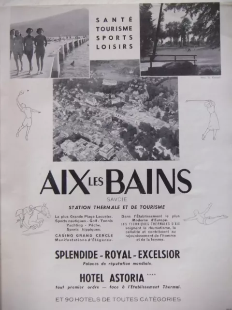 Publicité 1952 Aix Les Bains Station Thermale Et De Tourisme - Advertising