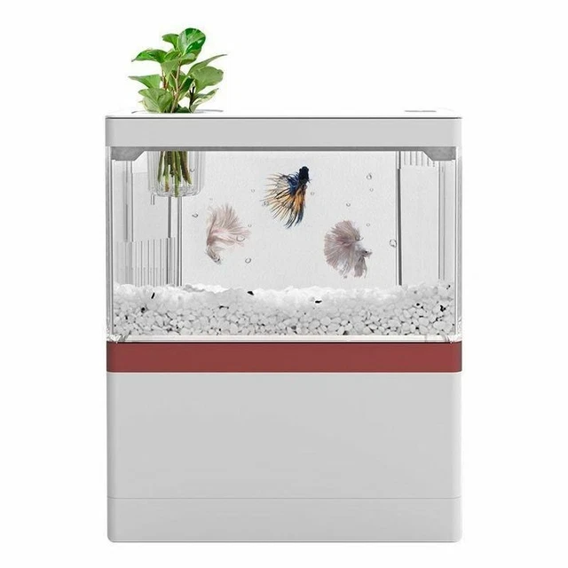 USB Mini Betta Fish Tank Small Aquarium With Phone Holder LED Lamp Light