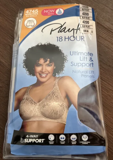 Playtex 18 Hour Bra Wirefree Ultimate Lift True Support Womens Natural Soft  Lace