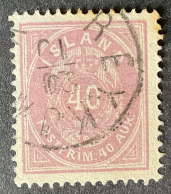 Iceland 1876 40 aur mauve stamp vfu