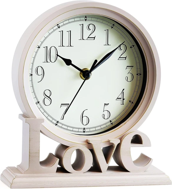 AYRELY® 6.5-Inches Table Clock, Vintage Family Non-Ticking Desk Ivory