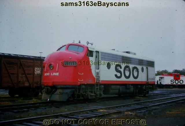 Original Slide Soo Line Rr F7A 2228-A Fugly Nose Wreck Repair Gladstone Mi 1974