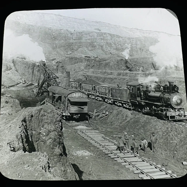 Vtg Keystone Magic Lantern Glass Slide Photo Steam Shoved Railroad Mesabi MN