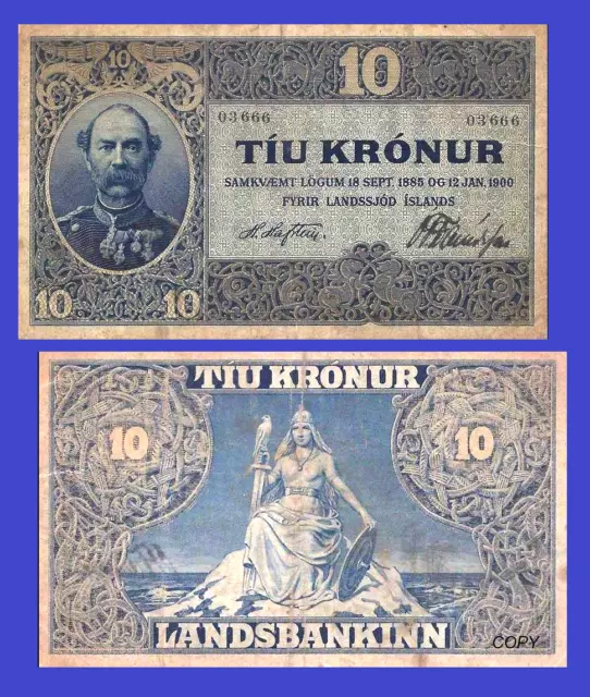ICELAND 10 KRONUR 1885 /- Copy
