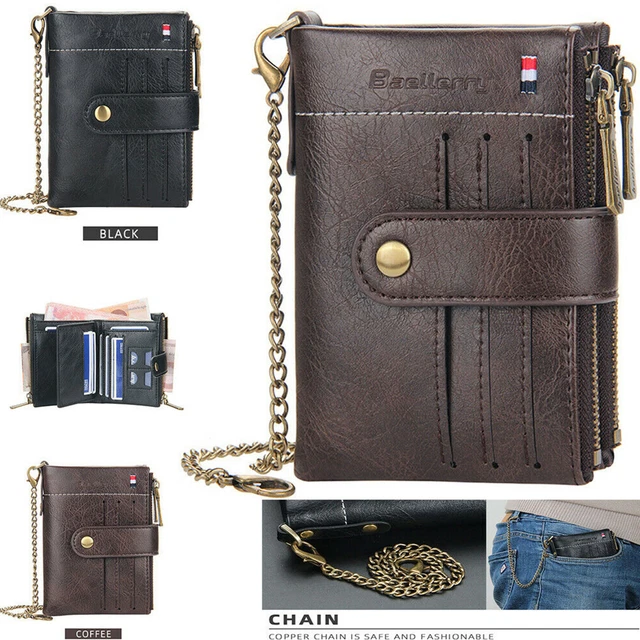 Portefeuille Compact Camouflage Avec Chaîne - Pour Cartes Et Billets - Style Unisexe Toile