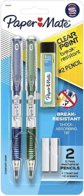 Clearpoint Break-Resistant Mechanical Pencils, HB #2 Lead (0.7mm), 2 Pencils (Da