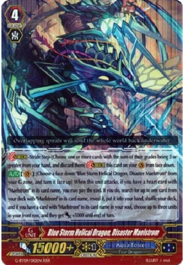 Cardfight Vanguard Blue Storm Helical Dragon Disaster Maelstrom G-Bt09/010En Rrr