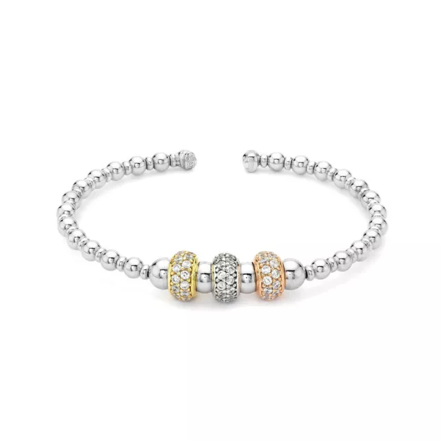 Jewelco London Dames Argent sterling 3 couleurs zircone cubique perle perle