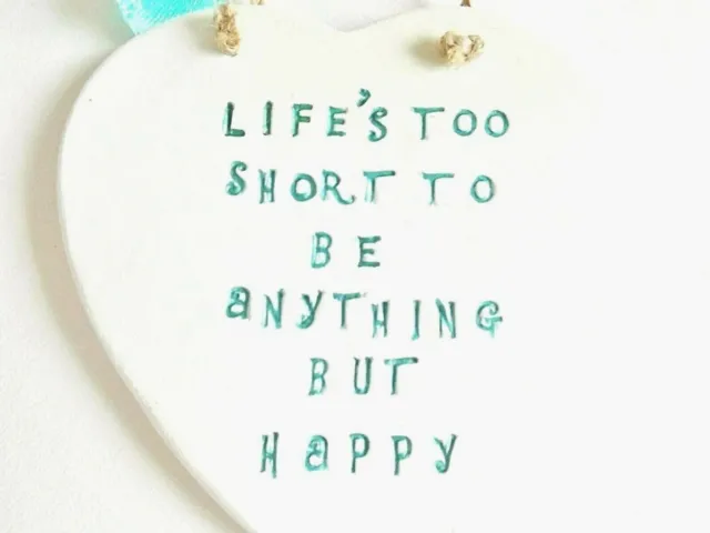 Be Happy Positive Life Quote Heart Ornament Plaque Home Decor Inspiring Gift 3