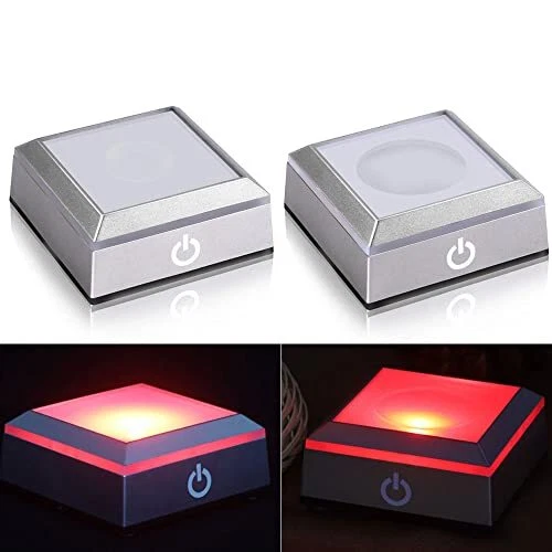 2 piezas de pantalla rectangular base de luz LED pedestal multicolor exhibición forma cuadrada