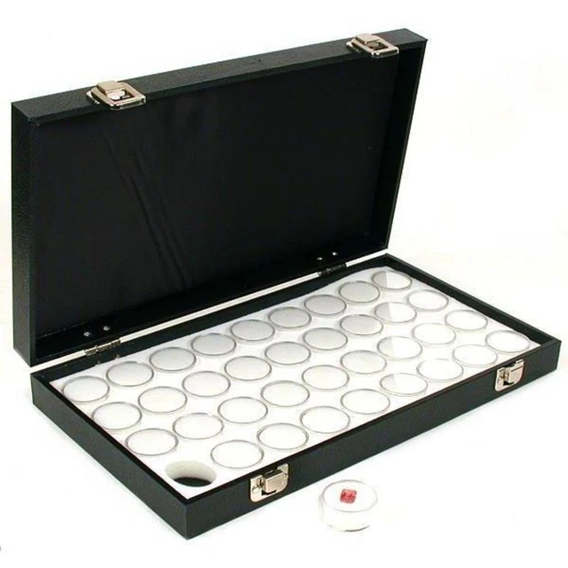 36 Gem Jars White Display Tray Gemstone Travel Case