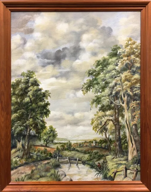 20th Century English School Oil On Canvas Landscape Painting. Signed.