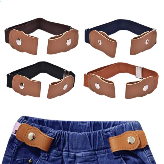 Boys Girls Buckle Free Stretch Belt Jeans Waistband Waist Belt Adjustable Kids`