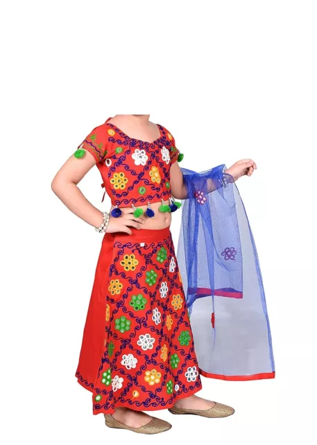 Indiano Navratri Abbigliamento Cotone Lehenga Choli & Patata Multicolore