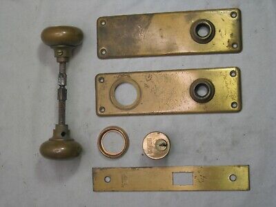 vintage antique plates door hardware plate cover Sargent lock knobs + C * Note