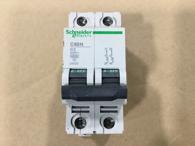 Schneider Electric C60N C2 Circuit Breaker 2A 2 Pole #02F35
