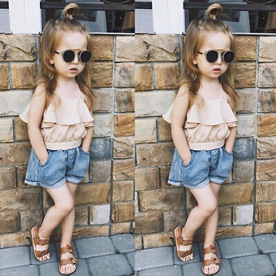 Toddler Kids Baby Girls T Shirt Tops Shorts Outfits Set Kids Summer Clothes
