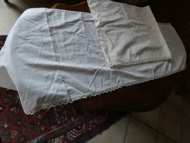 Tissus anciens, lot de 2 dessus d'étagère ou dessus de cheminée en coton