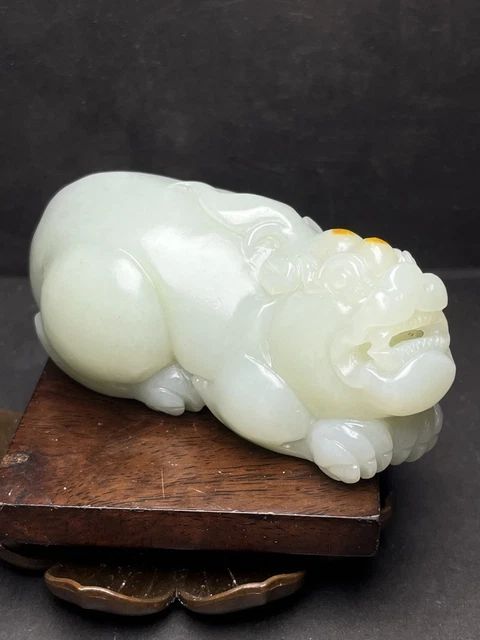Chinese Exquisite Handmade Brave troops carving Hetian Jade Statue
