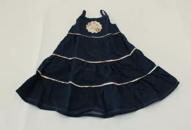 Under The Nile Baby Girl's 3 Tier Floral Embroidery Dress JL3 Blue Size 2T NWT