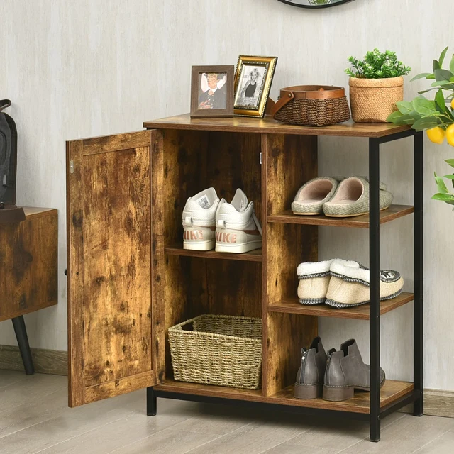 NNECW Multipurpose Freestanding Storage Cabinet with 3 Open Shelf & Door