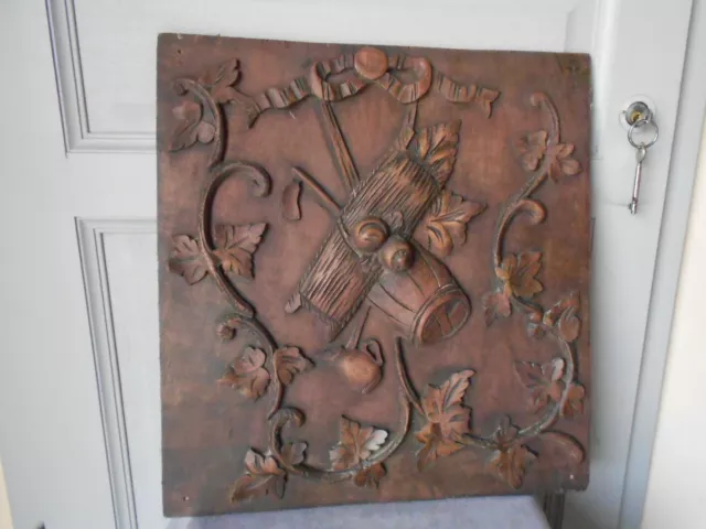 Vintage French  wood PANEL Plaque . Winemaker