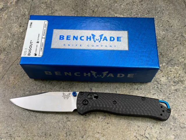Benchmade 535-3 Bugout Manual Folding Knife Carbon Fiber Handle S90V Steel Blade