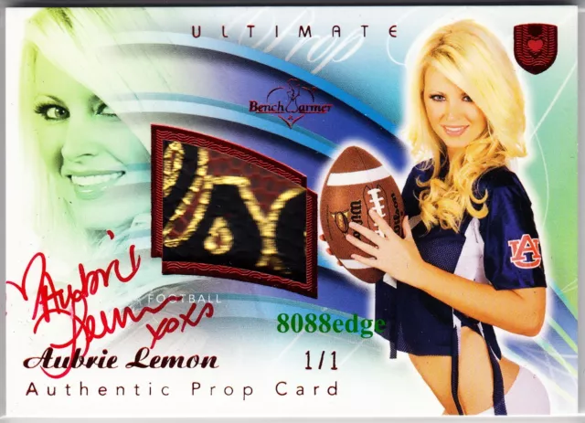 2010 Benchwarmer Ultimate Prop Auto: Aubrie Lemon #1/1 Of One Red Autograph Logo