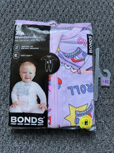 Bonds Baby Girl Zip Wondersuit Size 0 (6-12 Months) Roller Skates In Pink NWT