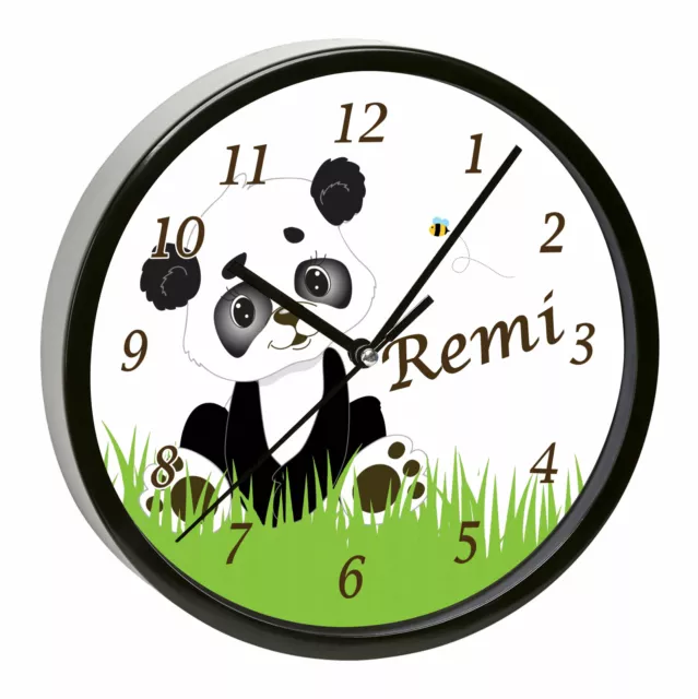 Kinder Wanduhr Kinderzimmer Kinderuhr mit Namen personalisiert Panda Bär