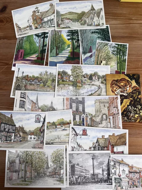 Job Lot 18x Art Postcards UK, Mix Of New & Used