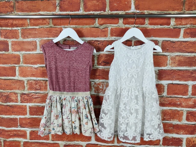Pacchetto Bambina Età 3-4 Anni 100% Set Abito Successivo Pizzo Bianco Floreale Festa Bambini 104Cm